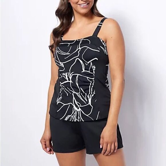 Denim & Co. Beach Tankini Short Set - Picture 1 of 6